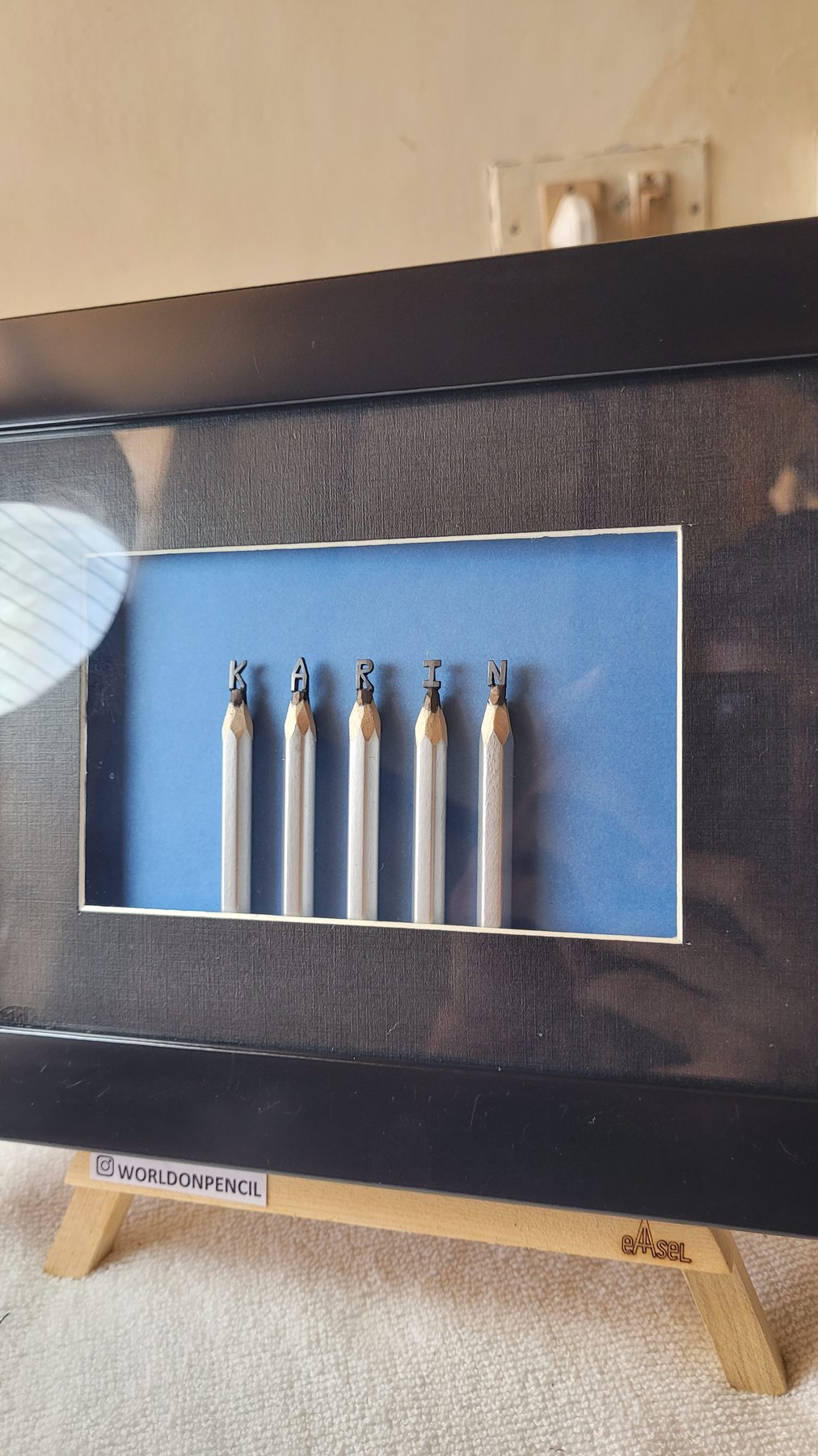 Name carved on Pencil Tips, microsculpture by Yuvraj Singh Nain